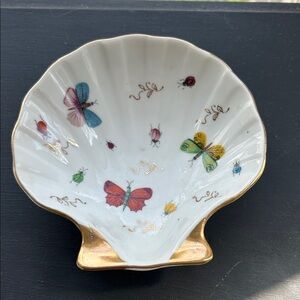 Ardalt Shell Shaped Porcelain Trinket Dish Hand-painted 24k Gold Trim